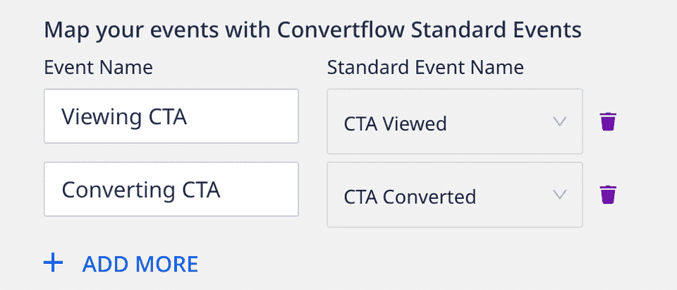 ConvertFlow event name mapping