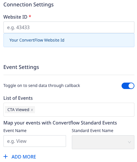 ConvertFlow connection settings