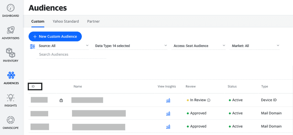 Yahoo DSP connection settings